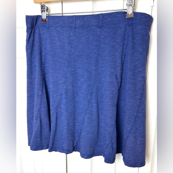 HORNY TOAD&CO ChaChaCha Skirt Blue Shadow A-Line Fluted Organic Cotton Knit - Picture 3 of 11